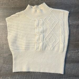By Together Cream Sleeveless Mock Neck Sweater